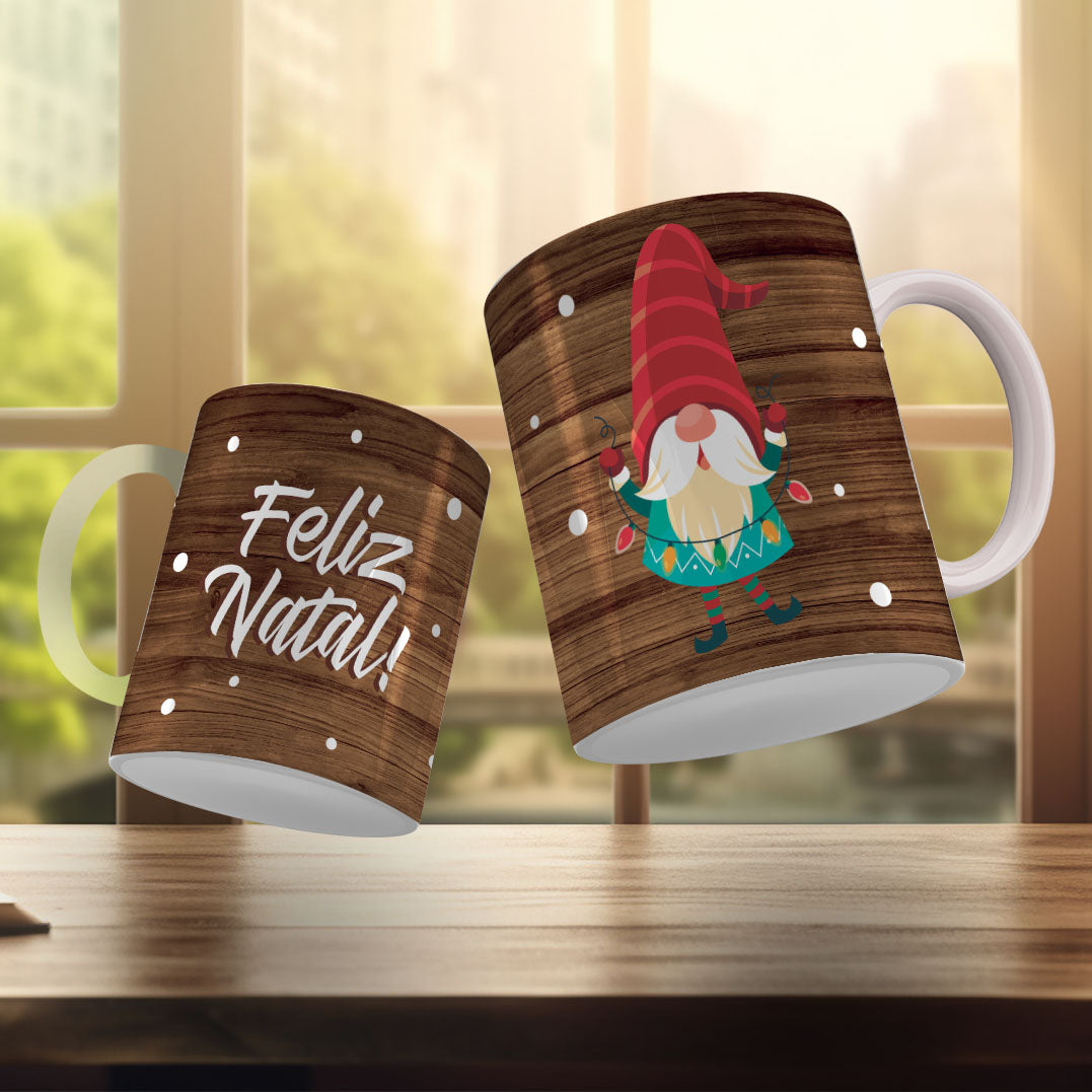 Cute Christmas Mug Sublimation Design PNG Bundle | Santa Gnome Xmas Tree Coffee Cup Wrap PNG