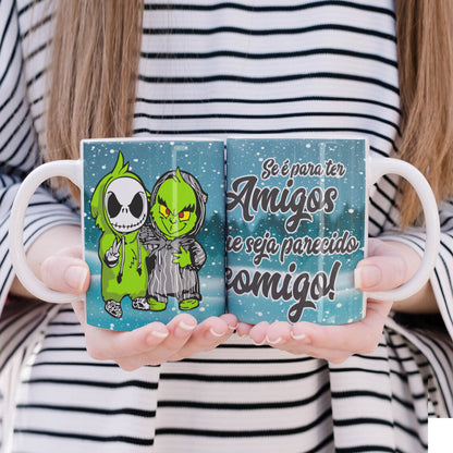 Funny Green Christmas Monster Mug Sublimation Wrap PNG Bundle | Sarcastic Holiday Quotes Mug Template
