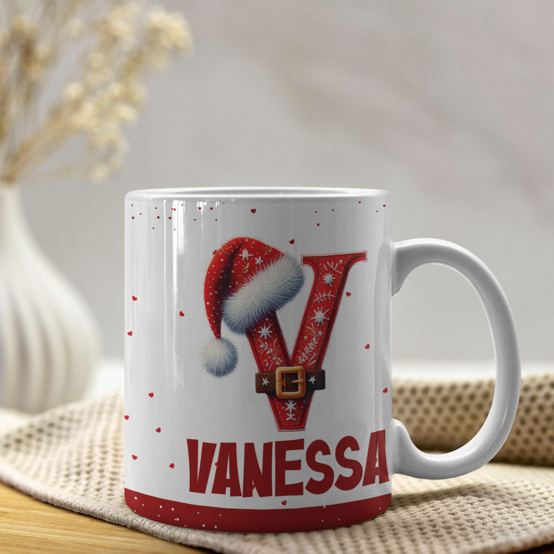 Christmas Alphabet Mug Sublimation Design | Editable Letter Monogram Cups 