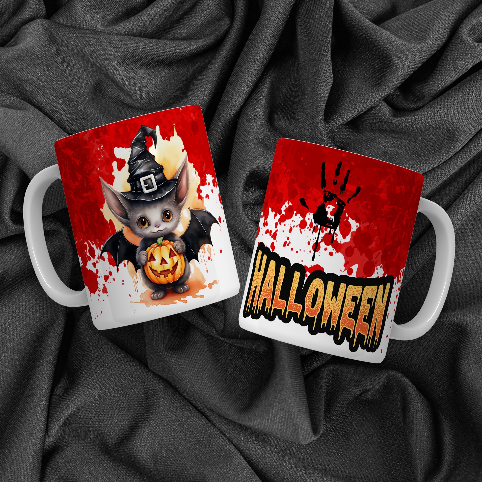 Creepy Cute Halloween Mug Sublimation PNG Bundle | Bloody Horror Clown & Pumpkin Mug Wrap 11oz 15oz Template