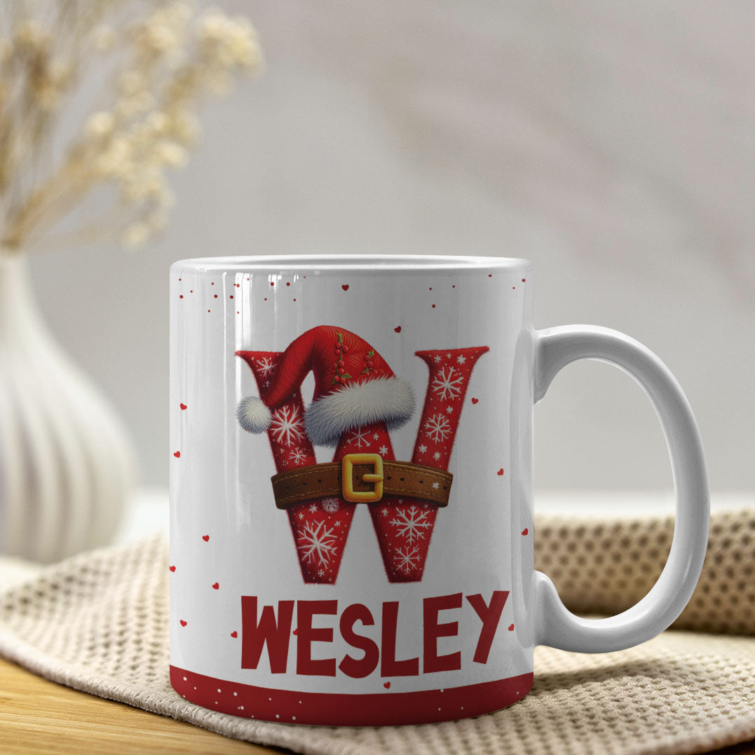 Christmas Alphabet Mug Sublimation Design | Editable Letter Monogram Cups 