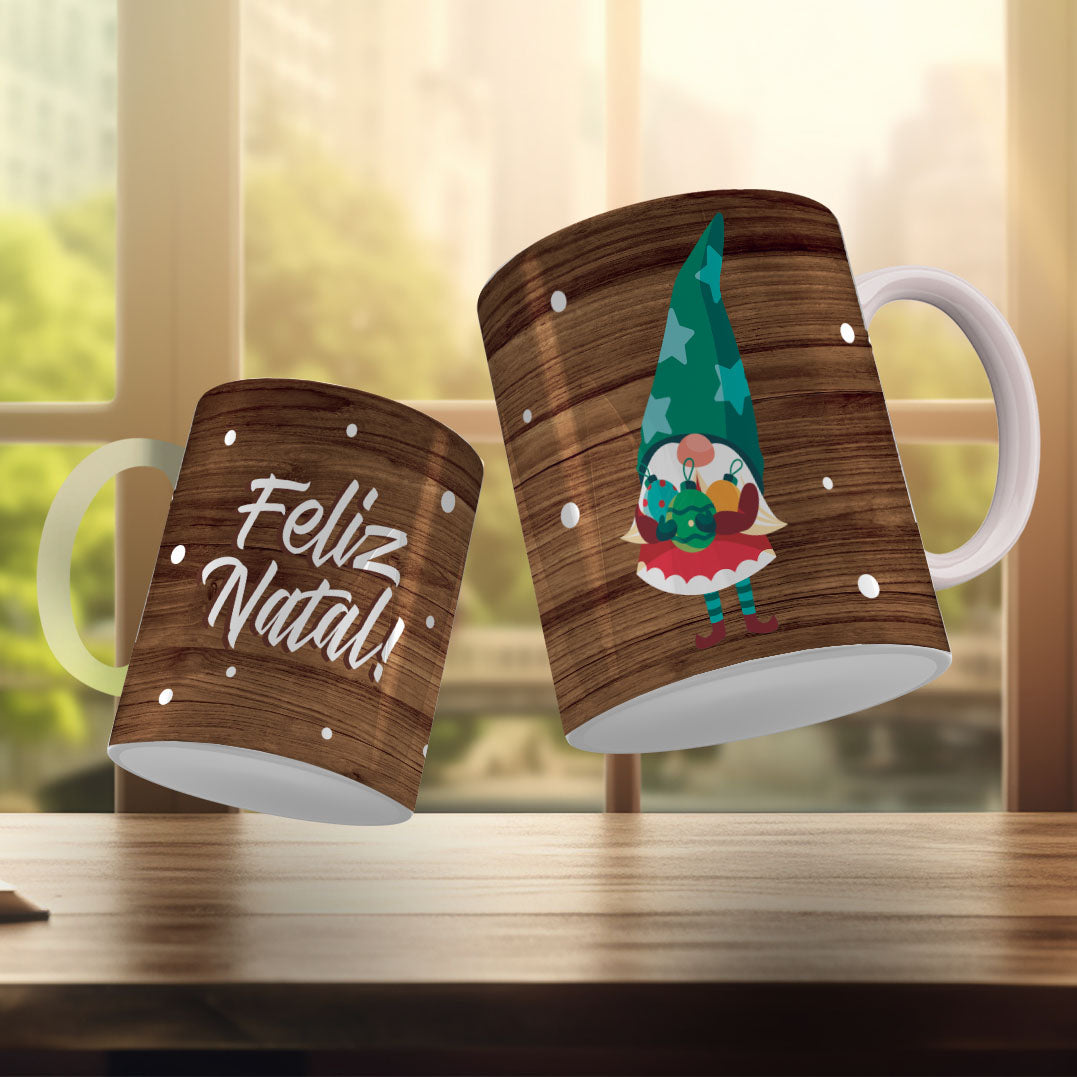 Cute Christmas Mug Sublimation Design PNG Bundle | Santa Gnome Xmas Tree Coffee Cup Wrap PNG
