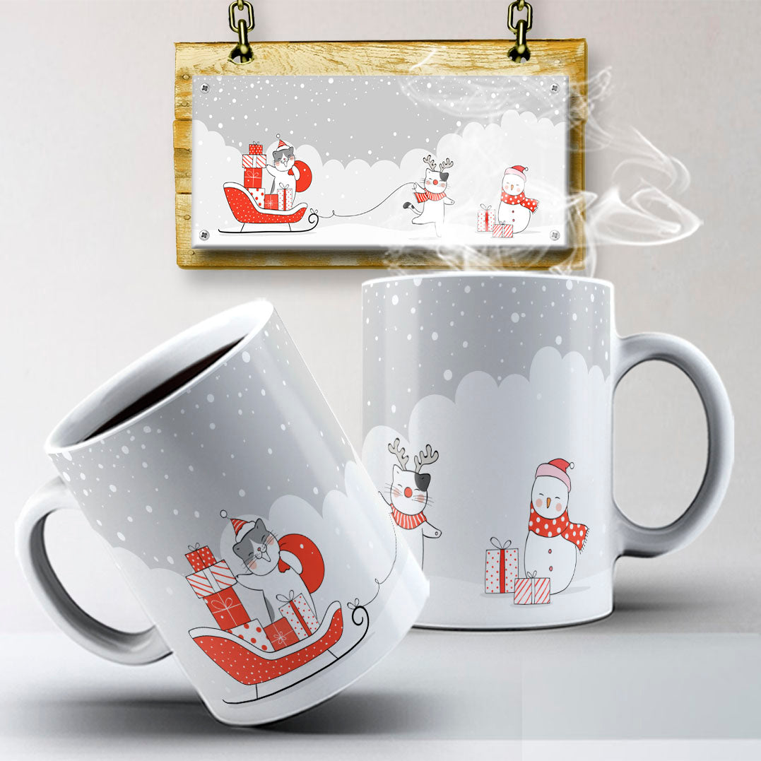 Christmas Pets Mug Sublimation PNG Bundle | Cute Dog and Cat Holiday Mug Wrap Template