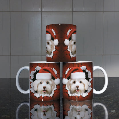 3D Christmas Animal Mug Sublimation PNG Bundle | Bursting Cute Pets Santa Hat Mug Wrap