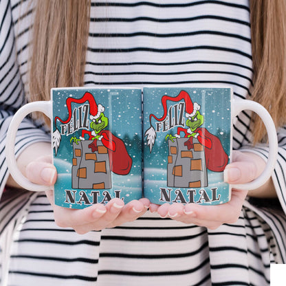 Funny Green Christmas Monster Mug Sublimation Wrap PNG Bundle | Sarcastic Holiday Quotes Mug Template