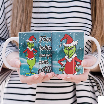 Funny Green Christmas Monster Mug Sublimation Wrap PNG Bundle | Sarcastic Holiday Quotes Mug Template