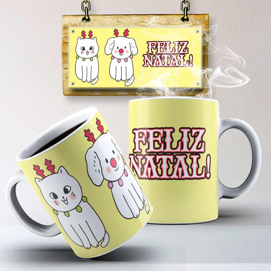 Christmas Pets Mug Sublimation PNG Bundle | Cute Dog and Cat Holiday Mug Wrap Template