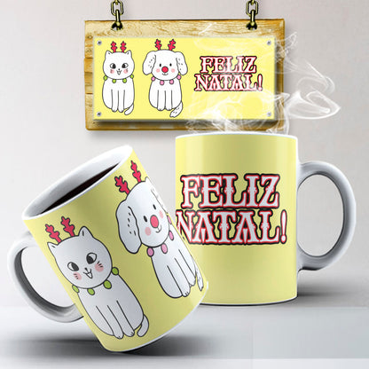 Christmas Pets Mug Sublimation PNG Bundle | Cute Dog and Cat Holiday Mug Wrap Template