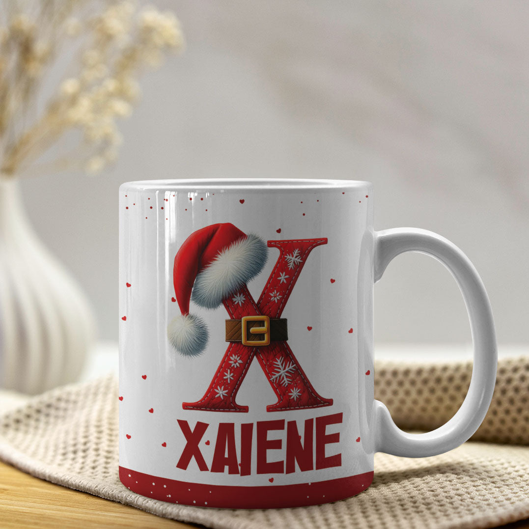 Christmas Alphabet Mug Sublimation Design | Editable Letter Monogram Cups 