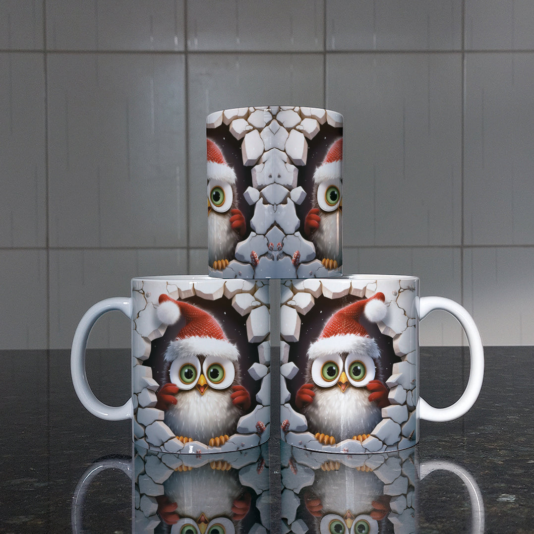 3D Christmas Animal Mug Sublimation PNG Bundle | Bursting Cute Pets Santa Hat Mug Wrap