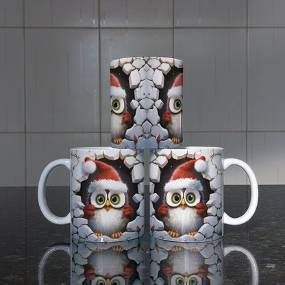 3D Christmas Animal Mug Sublimation PNG Bundle | Bursting Cute Pets Santa Hat Mug Wrap
