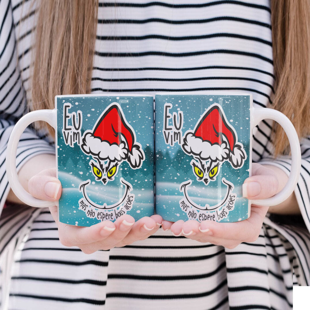 Funny Green Christmas Monster Mug Sublimation Wrap PNG Bundle | Sarcastic Holiday Quotes Mug Template