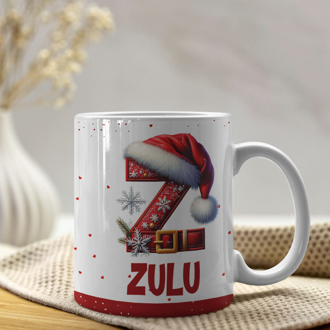 Christmas Alphabet Mug Sublimation Design | Editable Letter Monogram Cups 
