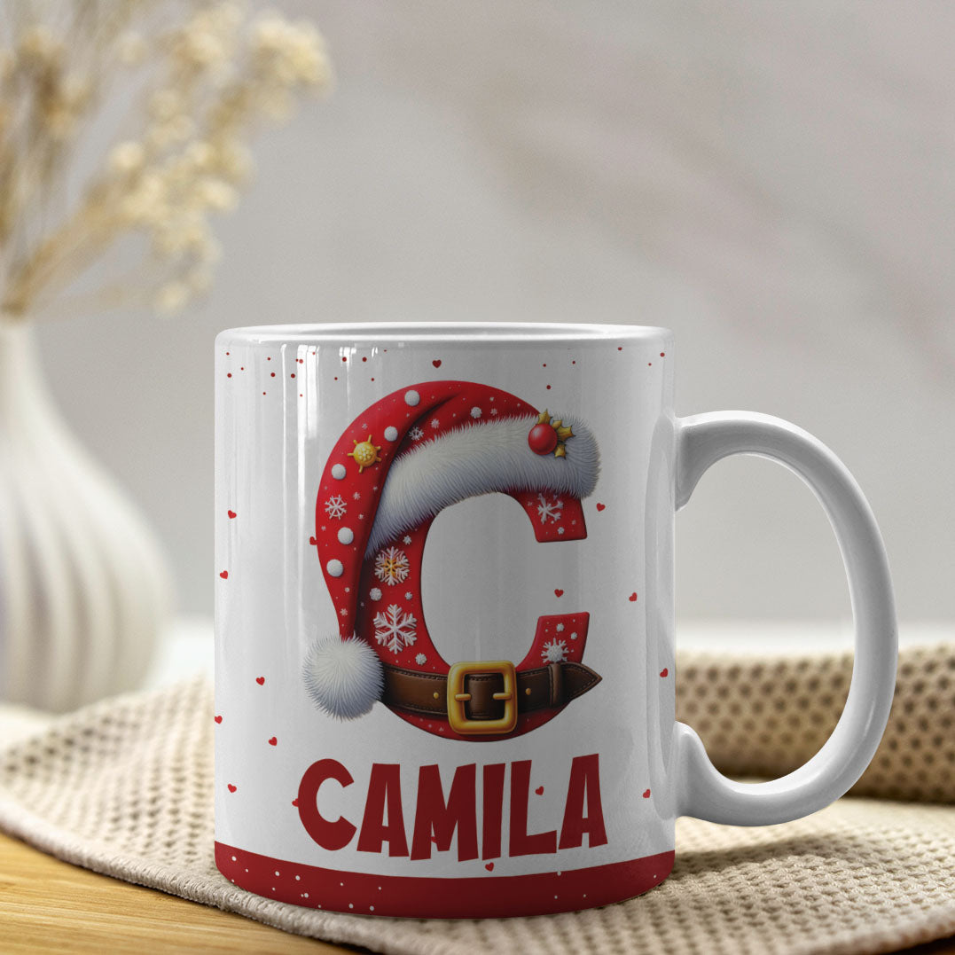 Christmas Alphabet Mug Sublimation Design | Editable Letter Monogram Cups 