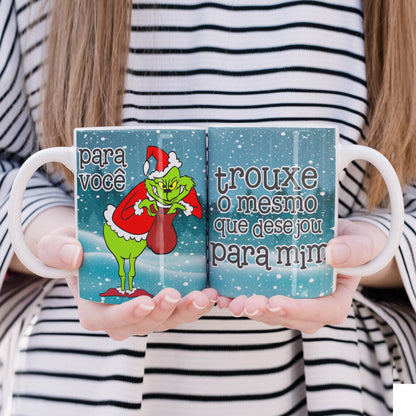 Funny Green Christmas Monster Mug Sublimation Wrap PNG Bundle | Sarcastic Holiday Quotes Mug Template