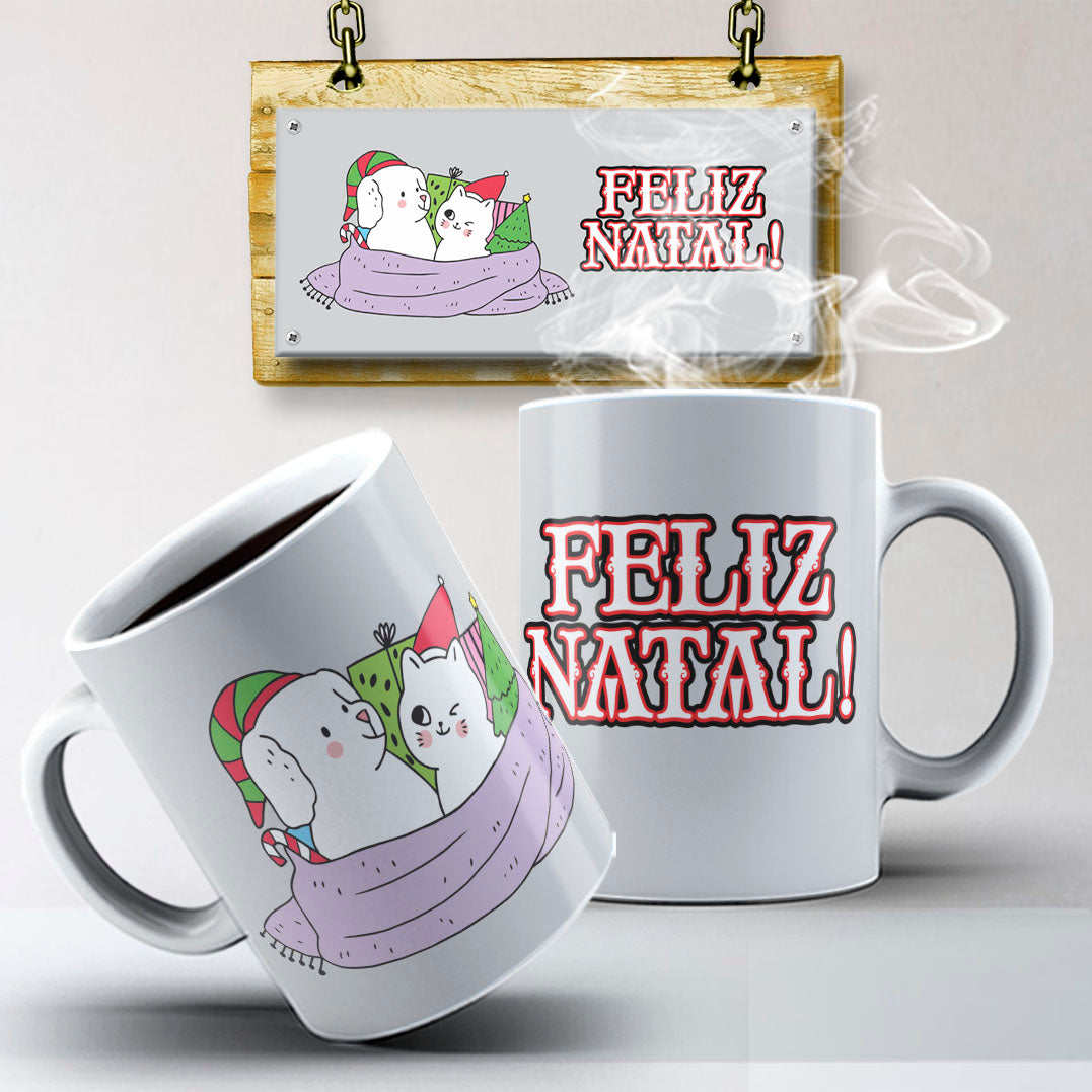 Christmas Pets Mug Sublimation PNG Bundle | Cute Dog and Cat Holiday Mug Wrap Template