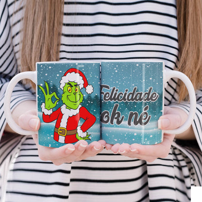 Funny Green Christmas Monster Mug Sublimation Wrap PNG Bundle | Sarcastic Holiday Quotes Mug Template