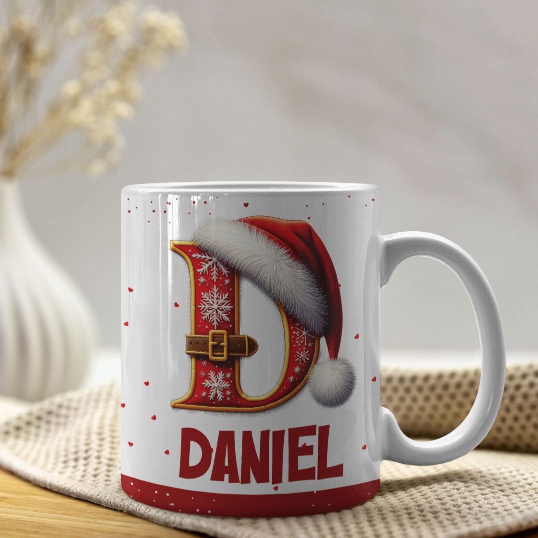 Christmas Alphabet Mug Sublimation Design | Editable Letter Monogram Cups 