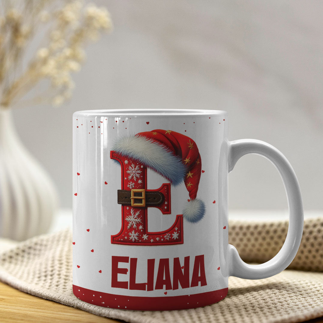Christmas Alphabet Mug Sublimation Design | Editable Letter Monogram Cups 