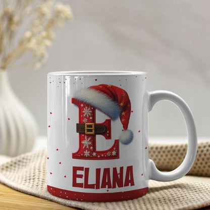 Christmas Alphabet Mug Sublimation Design | Editable Letter Monogram Cups 