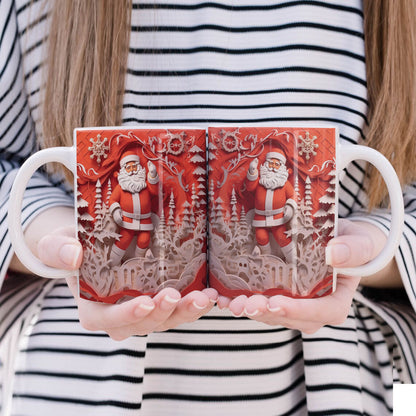 3D Papercut Christmas Mug Sublimation PNG Bundle | Winter Wonderland Coffee Cup Designs