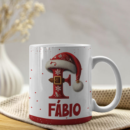 Christmas Alphabet Mug Sublimation Design | Editable Letter Monogram Cups 