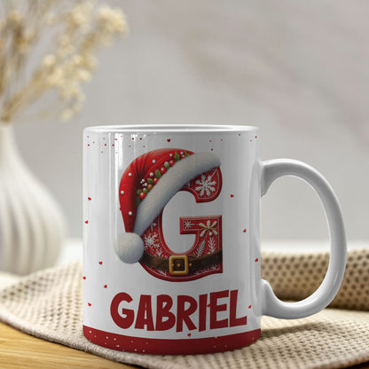 Christmas Alphabet Mug Sublimation Design | Editable Letter Monogram Cups 