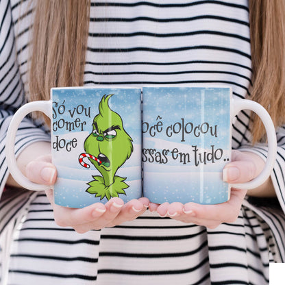 Funny Green Christmas Monster Mug Sublimation Wrap PNG Bundle | Sarcastic Holiday Quotes Mug Template