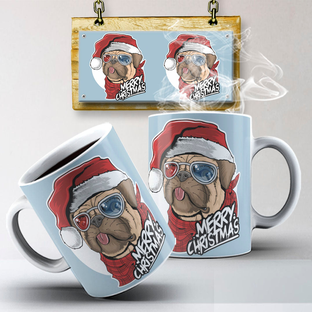 Christmas Pets Mug Sublimation PNG Bundle | Cute Dog and Cat Holiday Mug Wrap Template