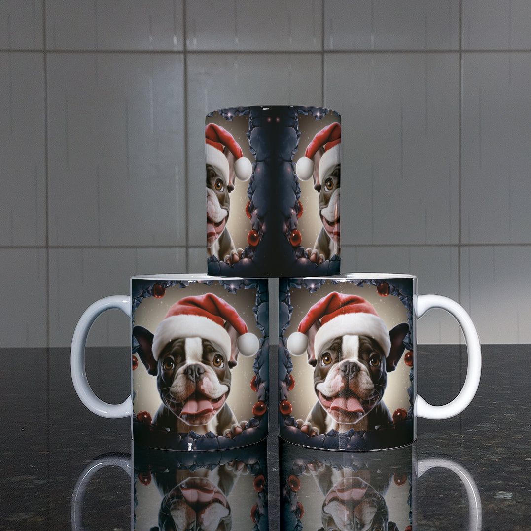 3D Christmas Animal Mug Sublimation PNG Bundle | Bursting Cute Pets Santa Hat Mug Wrap