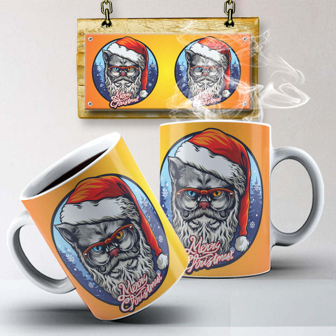 Christmas Pets Mug Sublimation PNG Bundle | Cute Dog and Cat Holiday Mug Wrap Template