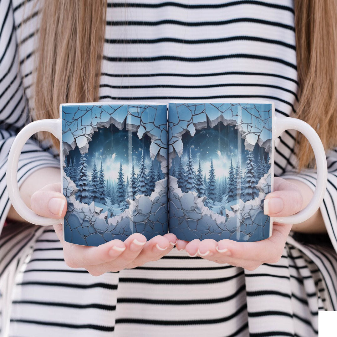 3D Papercut Christmas Mug Sublimation PNG Bundle | Winter Wonderland Coffee Cup Designs