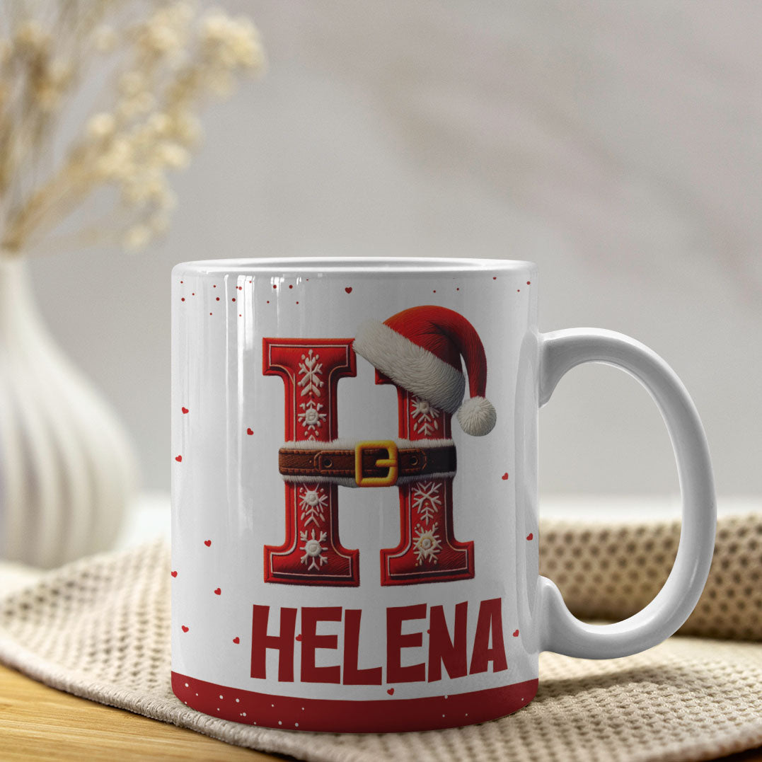 Christmas Alphabet Mug Sublimation Design | Editable Letter Monogram Cups 