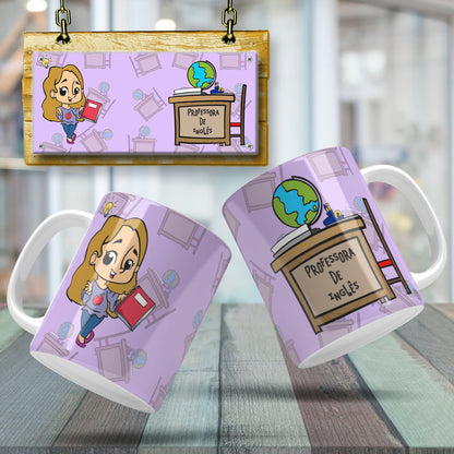 Cute Female Teacher Sublimation PNG Bundle | Mug Wrap Design