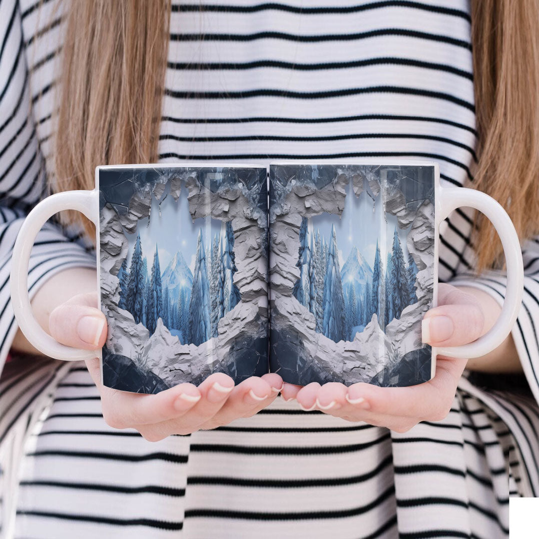 3D Papercut Christmas Mug Sublimation PNG Bundle | Winter Wonderland Coffee Cup Designs
