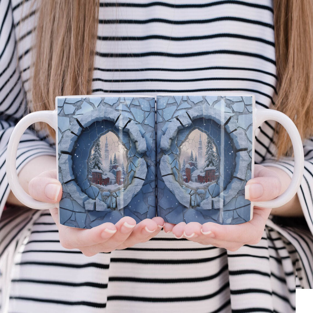 3D Papercut Christmas Mug Sublimation PNG Bundle | Winter Wonderland Coffee Cup Designs