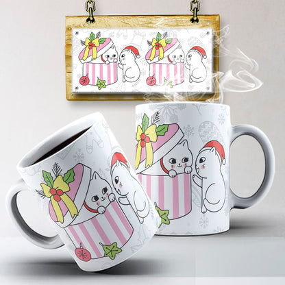 Christmas Pets Mug Sublimation PNG Bundle | Cute Dog and Cat Holiday Mug Wrap Template