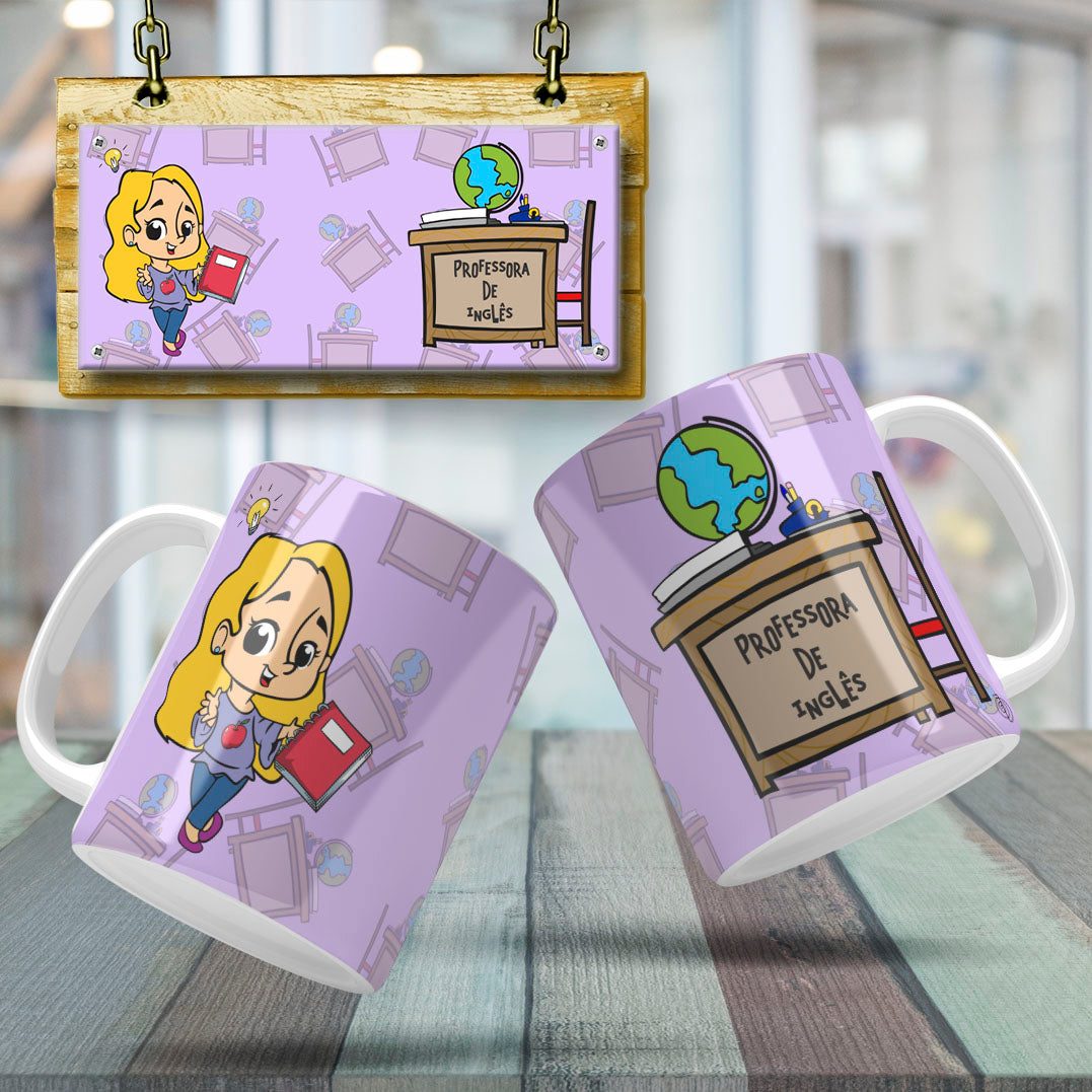 Cute Female Teacher Sublimation PNG Bundle | Mug Wrap Design