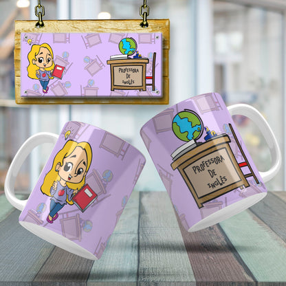 Cute Female Teacher Sublimation PNG Bundle | Mug Wrap Design