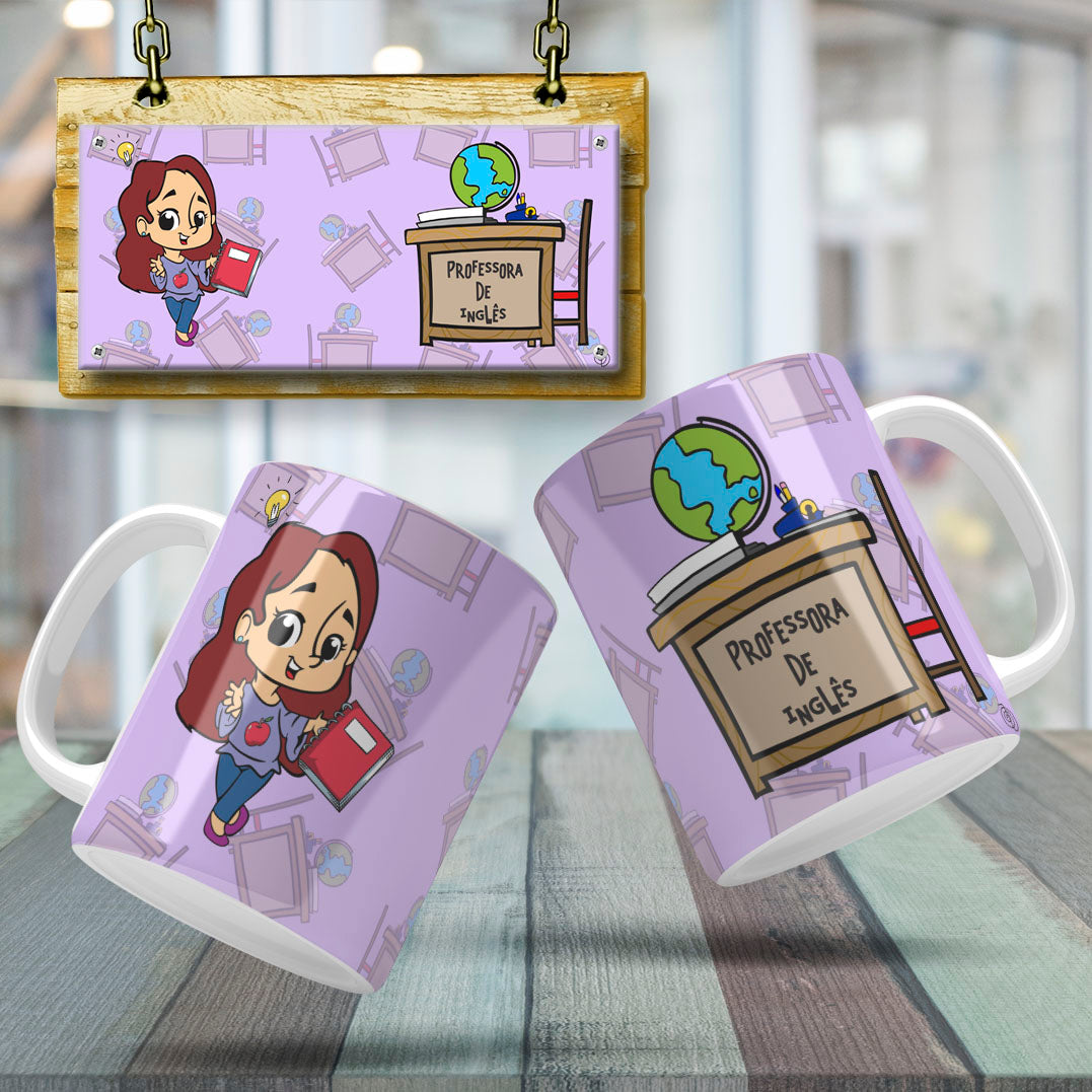 Cute Female Teacher Sublimation PNG Bundle | Mug Wrap Design