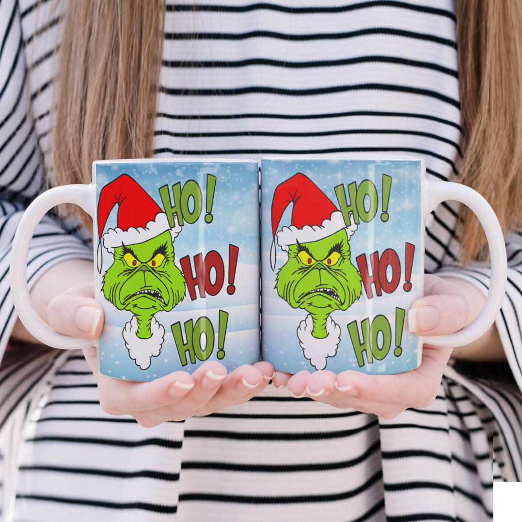 Funny Green Christmas Monster Mug Sublimation Wrap PNG Bundle | Sarcastic Holiday Quotes Mug Template