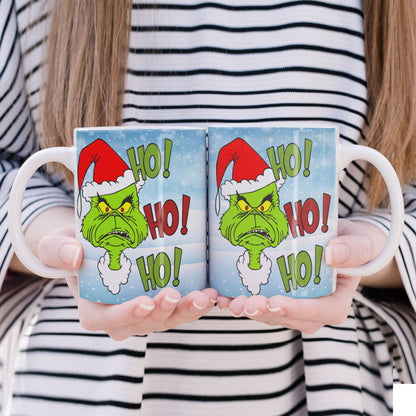 Funny Green Christmas Monster Mug Sublimation Wrap PNG Bundle | Sarcastic Holiday Quotes Mug Template