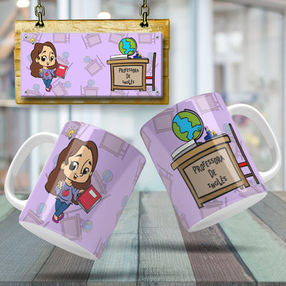 Cute Female Teacher Sublimation PNG Bundle | Mug Wrap Design