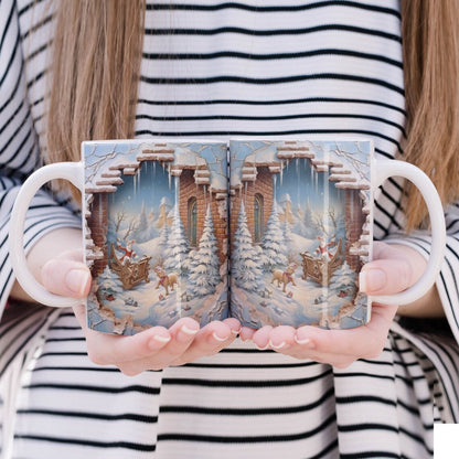 3D Papercut Christmas Mug Sublimation PNG Bundle | Winter Wonderland Coffee Cup Designs