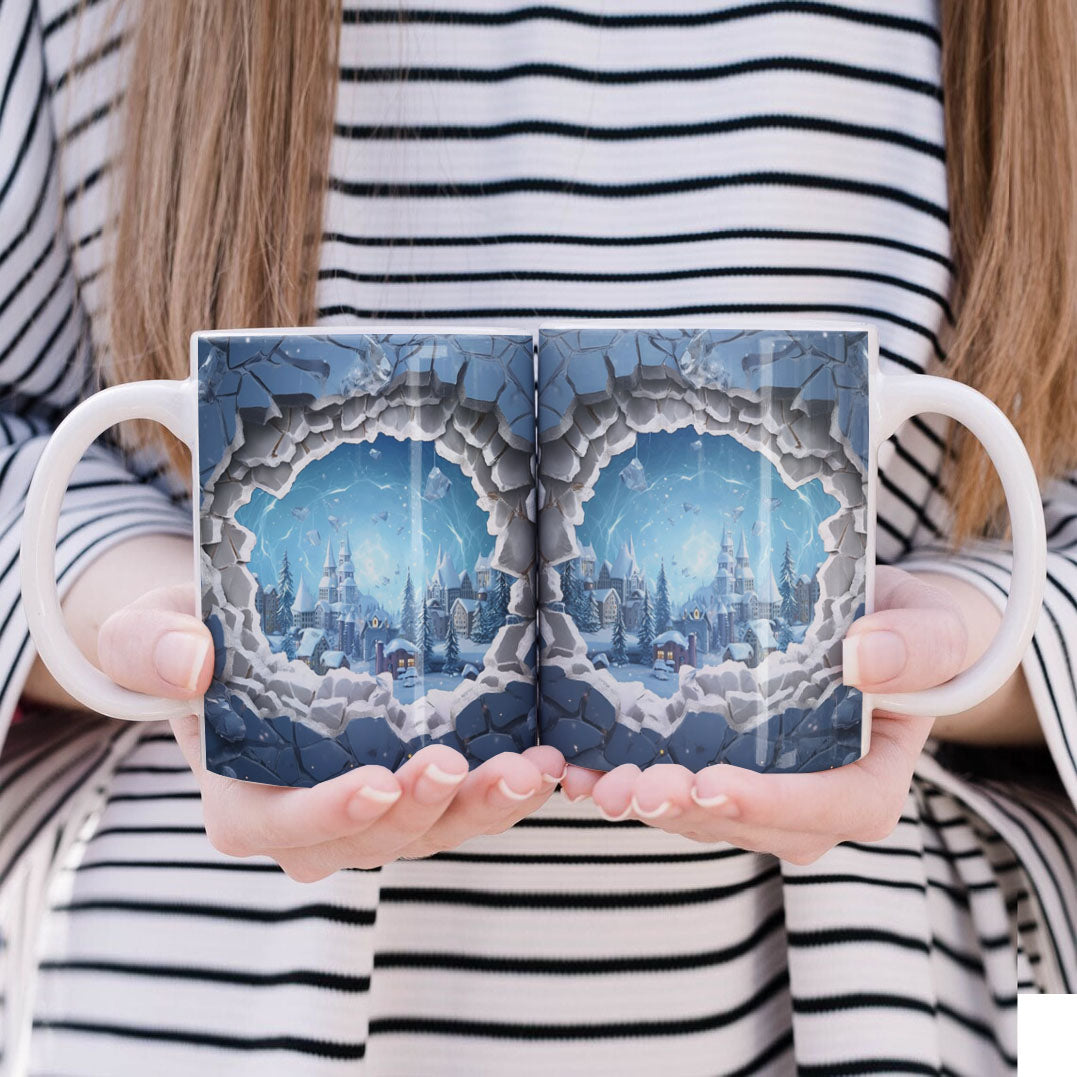 3D Papercut Christmas Mug Sublimation PNG Bundle | Winter Wonderland Coffee Cup Designs