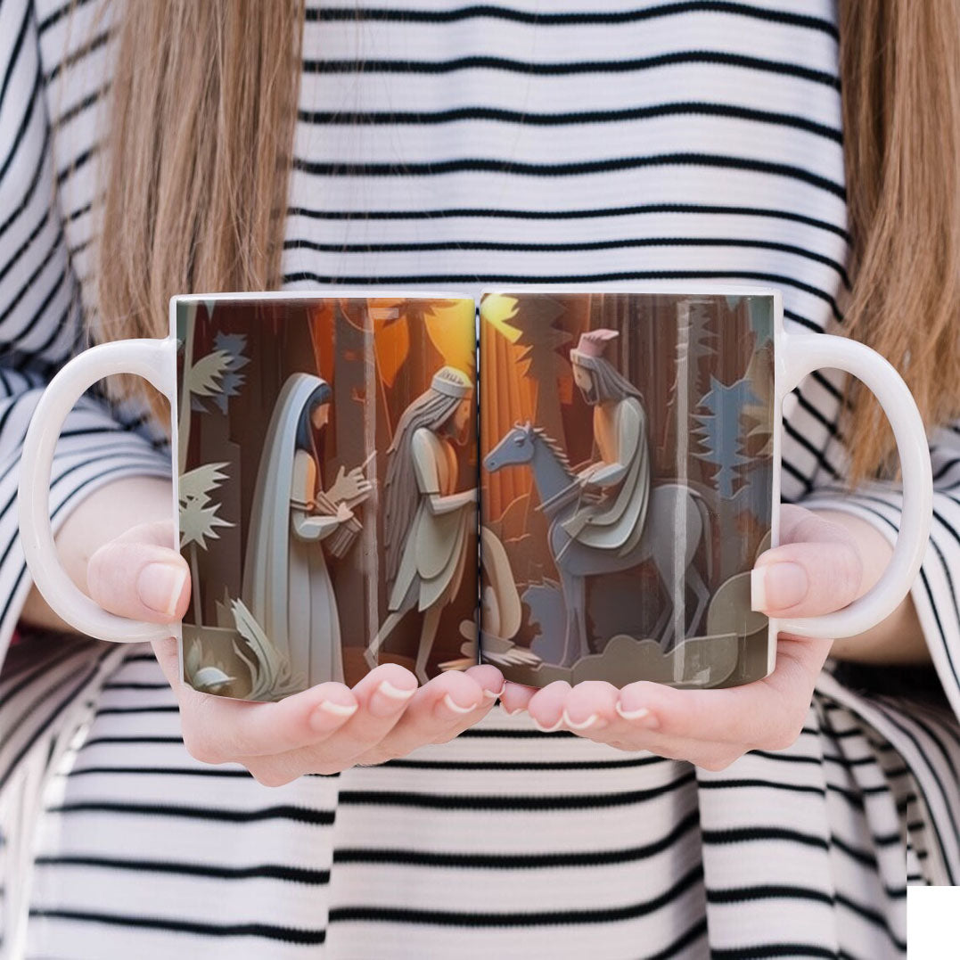 3D Papercut Christmas Mug Sublimation PNG Bundle | Winter Wonderland Coffee Cup Designs