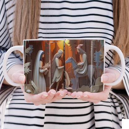3D Papercut Christmas Mug Sublimation PNG Bundle | Winter Wonderland Coffee Cup Designs