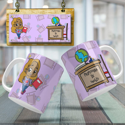 Cute Female Teacher Sublimation PNG Bundle | Mug Wrap Design