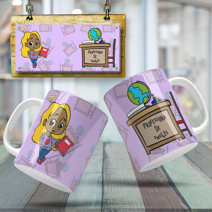 Cute Female Teacher Sublimation PNG Bundle | Mug Wrap Design