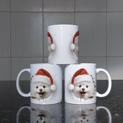 3D Christmas Animal Mug Sublimation PNG Bundle | Bursting Cute Pets Santa Hat Mug Wrap